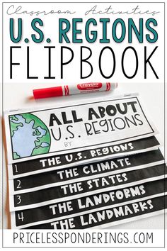 the u s regions flipbook with markers and pencils