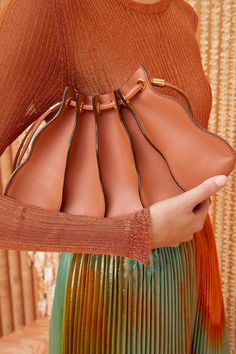 Adria Pleated Wave Clutch - Pecan Brown Brown Leather Crossbody Clutch - Ulla Johnson Pleated Bag, Nyc Boutiques, Antique Brass Hardware, Sewing Leather, Brown Brown, Summer 24, Crossbody Clutch, Leather Style, Knit Sweatshirt