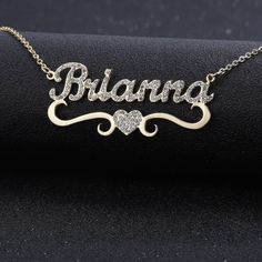 Our Crystal Heart Name Necklace offers lots of elegant touches that make it a standout. The look begins with a gorgeous pendant featuring the name or word of your choice rendered in elegant, flowing script and is embedded with brilliant cut carat white diamonds on a 14k gold or silver plated chain.  Chain Size: 45cm, 5 Arabic Necklace, English Jewelry, Name Earrings, Nameplate Necklace, Gold Name Necklace, Pendant For Women, Christmas Gif, Infinity Necklace, Necklace Minimalist