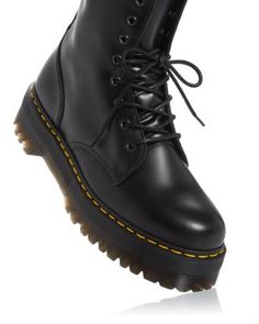 Take military style to the next level in Dr. Marten's leather combat booties, set atop an extra-thick platform lug sole. Platform Combat Boots, Doc Marten Oxford, Military Style, Lug Sole, Boots Shoes, Dr. Martens Boots, Military Fashion, Black Boots, Combat Boots