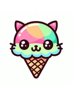 an ice cream cone with a cat face on it