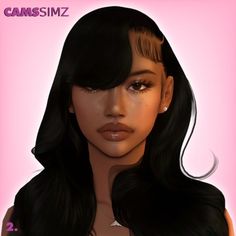 an animated image of a woman with long black hair