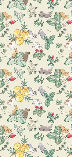 an image of a pattern with animals and flowers