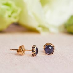 6mm iolite cabochons are hand set into sterling silver or 14k gold filled filigreed bezels. Sterling silver or 14k GFposts and earring backs Visit shop homepage: https://www.etsy.com/shop/BarbaraLWilkinson?ref=seller-platform-mcnav Tanzanite Round Earrings As Gifts, Tanzanite Earrings As A Gift, Round Tanzanite Earrings Gift, Round Tanzanite Earrings For Gifts, Sapphire Tanzanite Earrings As Gift, Sapphire Tanzanite Earrings For Gifts, Tanzanite Birthstone Earrings As Gift, Tanzanite Birthstone Earrings For Gifts, Pink Studs