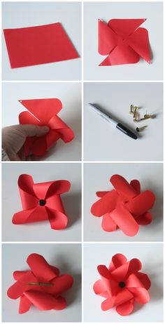 step by step instructions to make an origami flower