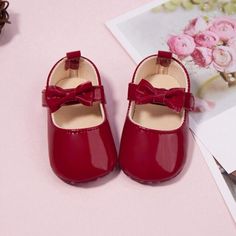 R / 7-12 Months / CN PU Leather Bowknot Princess Shoes Newborn Baby Girls, Fall Booties, Princess Shoes, Shoes Soft, Beige Shoes, Bride Shoes, Casual Loafers