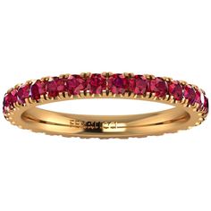 A classic beauty never ending, 1 carat of red rubies set to perfection in a hand crafted stackable 18k yellow gold eternity band, 2.3 mm wide, stackable collection, made in New York with the best Italian craftsmanship, size 6, complimentary sizing upon order, custom orders accepted. Rose Gold Eternity Band, Eternity Rings Stackable, Gold Eternity Band, Gold For Sale, Ruby Diamond Rings, White Gold Set, Jewelry Post, Italian Craftsmanship, Vs Diamond