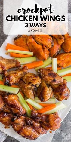 An easy game day recipe in 3 ways! These Crockpot Chicken Wings are moist and tender with a crispy skin. Whether flavored with Buffalo, BBQ, or Honey Garlic, these slow cooker wings are a perfect football party food idea. Save this simple crowd-pleasing appetizer recipe! Be Happy Video, Slow Cooker Wings, Happy Video, Creamy Chicken Recipes