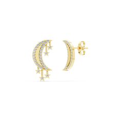 Gold Color Selection: Yellow Gold, White Gold, Rose Gold Gold KT: 14K, 18K 14K Gold Weight: 2.10 gr. 18K Gold Weight: 2.57 gr. Capture the beauty of the night sky with the Moon Gold Earrings, a sophisticated accessory inspired by the timeless elegance of the moon. Their celestial design adds a touch of mystery and charm, making them a perfect choice for any occasion. Whether you're dressing up for a special event or adding a subtle sparkle to your everyday look, these earrings are versatile and lightweight for comfortable wear. The Moon Gold Earrings also make a thoughtful gift for those who adore celestial-themed jewelry. Embrace the magic of the cosmos and elevate your style with the Moon Gold Earrings, a stunning addition to any jewelry collection. NOTE  : All of our jewelry pieces are Moon Gold, Celestial Design, Solid Gold Earrings, Celestial Jewelry, Themed Jewelry, Women Christmas, Moon Earrings, The Cosmos, Gold Gold