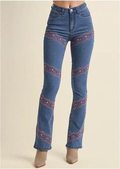 Alternate View Embellished Bootcut Jeans Bedazzled Jeans, 2024 Ideas, Statement Skirt, Denim Sweater, Embroidered Trim, One Piece Suit, Swimsuit Cover Ups, Fashion Sale, Online Fashion Stores