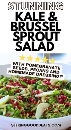 broccoli salad with pomegranate seeds and homemade dressing in a white bowl