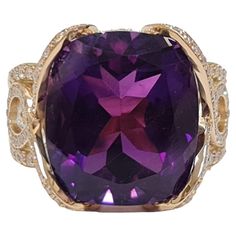 Luxury Amethyst Diamond Ring With Brilliant Cut, Luxury Amethyst Ring With Brilliant Cut Diamond, Exquisite Purple Diamond Rings, Luxury Vvs Clarity Amethyst Ring For Formal Occasions, Purple Brilliant Cut Diamond Ring For Formal Occasions, Formal Purple Diamond Ring With Brilliant Cut, Purple Cushion Cut Brilliant Ring, Purple Brilliant Cushion Cut Rings, Luxury Purple Diamond Ring With Accent Stones