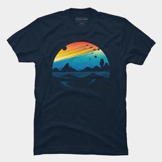 T Shirt Design Ideas Creative, Mountain T Shirt, Space Tshirt, Colorful Space, Shirt Design Ideas, T Shirt Design Ideas, Outdoor Shirt