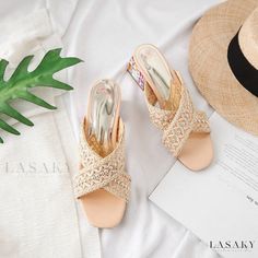 Lasaky - Luxurious Flip Flop Sandals with Delicate Lace Trim Beige Slip-on Heels For Summer, Summer Party Slip-on Sandals, Beige Synthetic Open Toe Slippers, Beige Open Toe Synthetic Slippers, Elegant Beige Flat Sandals, Elegant Jelly Sandals For Summer Party, Elegant Party Jelly Sandals For Summer, Elegant Summer Party Jelly Sandals, Elegant Jelly Sandals For Summer Evenings