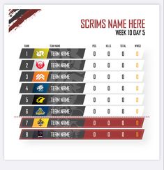 a scoreboard with the names and numbers for teams to play in an event or competition