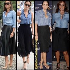 Denim Shirts, Mode Casual, Mode Inspiration, Work Fashion, Skirt Outfits, Get Dressed