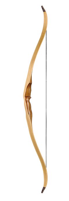 a wooden bow and arrow on a white background