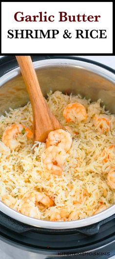 garlic butter shrimp and rice in an instant pot