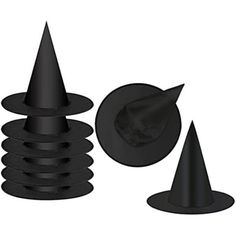 three black plastic cones and one round cone