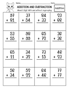 Addition and subtraction skills are crucial subjects. These worksheets are a better way to help your students master two-digit addition and subtraction with and without regrouping.

Worksheets Include:

2 Digit mixed addition and subtraction 20 pages
Answer 20 pages