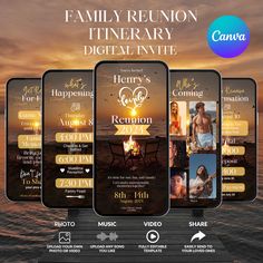 the family reunion flyer is displayed on an iphone