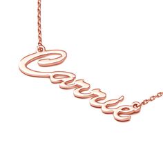 Sometimes, simple is best! This classic name necklace is the perfect accessory to pair with almost everything, thanks to simple, delicate script that provides an elegant, feminine look. With room for up to nine characters, it's ideal for celebrating anyone, and it's also a wonderful design for keeping a favorite word that close to your heart.Chain Type: O-chainMaterial: Copper Classic Name Necklace For Mother's Day Formal Occasions, Classic Name Charm Necklaces For Mother's Day, Formal Rose Gold Name Necklace For Mother's Day, Classic Name Necklaces For Mother's Day, Classic Custom Name Necklace For Formal Occasions, Classic Rose Gold Name Necklace, Formal Custom Name Necklace In Rose Gold, Formal Custom Name Rose Gold Necklace, Formal Rose Gold Custom Name Necklace