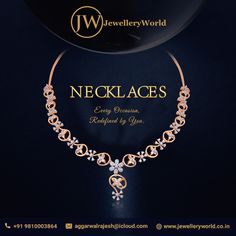 Our newest and finest collection of necklaces, suitable for all occasion. Call Us : 9810003864 Or Visit at .  www.jewelleryworld.co.in #necklace #diamonds #finejewellery #jewelry #fashion #handmade #earrings #accessories #handmadejewelry #diamondring #newwork #style #gold #bracelet #love #jewelrygram #jewelrydesigner #beautiful #art #jewelleryaddict #luxurylifestyle Bracelet Love, Earrings Accessories, Handmade Earrings, New Work, Diamond Jewelry, Beautiful Jewelry, Beautiful Art, Diamond Necklace, Diamond Ring