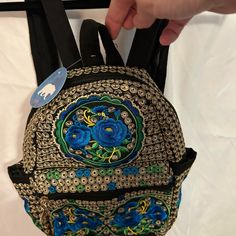 Beautiful And New. Kept In A Clean Non-Smoking Home. Boho Floral, Polar Bear, Black Blue, Blue Black, Adjustable Straps, Size 12, Bag Lady, Backpacks, California