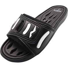 Norty - Men's Slide Strap Shower Drainage Sandal, Perfect sandal to jump in the shower or head to the beach or pool, Soft plush breathable upper, Drainage mesh holes on the footbed so the water drains out quickly, Non-skid sole, Man Made Materials, Made in China, #40342 Size: 10 D(M)US.  Color: Black.  Gender: male.  Age Group: adult. Black Breathable Closed Toe Sandals, Black Breathable Closed-toe Sandals, Black Closed Toe Breathable Sandals, Black Slip-resistant Sport Sandals With Round Toe, Breathable Black Outdoor Slippers, Breathable Black Slippers For Outdoor, Black Breathable Outdoor Slippers, Comfortable Black Closed Toe Sport Sandals, Black Non-slip Closed Toe Sport Sandals