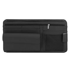 Feature: The sun visor organizer with sunglasses case, storage nets and zipper storage bag, can store some small items, such as flashlight, pens, pencils, small notepads, cards, glasses, business card holders, etc, keeps your car clean and tidy. The car sun visor storage bag is made of PU Leather, durable, dustproof and easy to clean. Sunglasses case does not interfere with driving sight range, convenient to put on or take off glasses before driving. The back of the car visor organizer is fixed Portable Black Pencil Case For Organization, Black Organizers With Pen Slots For Storage, Black Rectangular Organizer For Storage, Black Travel Organizer With Pen Slots, Black Travel Organizers With Pen Slots, Black Rectangular Organizers For Storage, Black Rectangular Storage Organizers, Black Multifunctional Travel Organizer, Multifunctional Black Travel Organizer