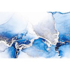 an abstract painting with blue and white colors on the water's surface is seen in this image