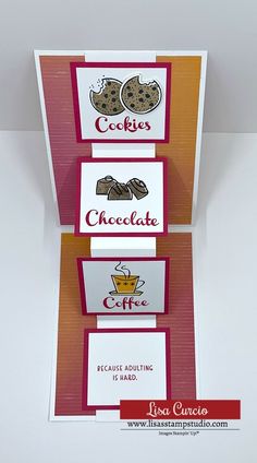 three cards with different types of cookies on them