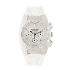 Pre-Owned BVLGARI Pre-Owned Watches - Ergon chronograph | Manfredi Jewels Vintage Timepiece, The Hours, Brushed Steel, White Dial, Watch Sale, Black Rubber, Samsung Gear Watch, Stainless Steel Bracelet, Vintage Watches