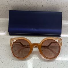 Great Condition, Small Scratch On Pics #2. Comes With Case And Cleaning Cloth. If You Want A Statement Piece, These Sunnies Are For You! Metallic Orange, Fendi Accessories, Gold Orange, Orange Gold, Pink Glitter, Woman Colour, Orange Pink, Cleaning Cloth, Sunglasses Accessories