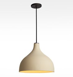 a white pendant light hanging from a ceiling