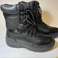 Men's Rocky 2149 Fort Hood Zipper Waterproof Black Boot. New With Box. Upper Constructed Of High Abrasion Denier Nylon And Full Grain Leather Toe. Side Zipper For Easy Wear And Removal. Waterproof To Keep Feet Dry. Gore Tex Boots, Camo Boots, Rocky Boots, Fort Hood, Leather Work Boots, Insulated Boots, Men’s Boots, Wellington Boot, Hunting Boots