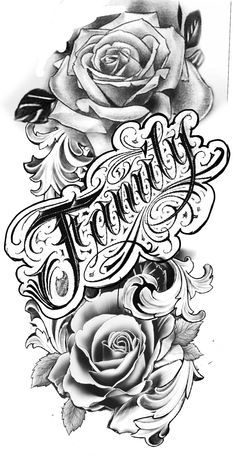 a rose and some lettering on the side of a tattoo design that says, thank