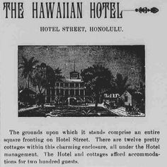 an advertisement for the hawaiian hotel in honolulu, with information about its grounds and rooms