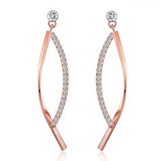 PRICES MAY VARY. 18K Rose Gold Plated drop earrings featuring sparkling round Cubic Zirconia stones 1.5 carats Cubic Zirconia reveals brilliant shine and a meticulous cut; High polish; Nickel-Free, Lead-Free, safe for sensitive ears Delicate post with hypoallergenic bullet clutch earring backs, rose gold-tone Gift for Women on any occasion: An elegant gift to your Mother, Daughter, Girlfriend, Wife, Bridesmaid, Fiancée, Granddaughter, Niece, or Friend. Suitable for Weddings, Engagements, Parties Cubic Zirconia Earrings, Jewelry Companies, Brilliant Diamond, Elegant Gift, Earring Backs, 18k Rose Gold, Earring Gifts, Rose Gold Plates, Beautiful Earrings