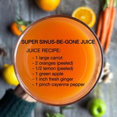 Juice For Sinus Congestion, Sinus Juice Recipe, Inflammation Shots, Healing Juices, Healthy Juicing, Natural Juice