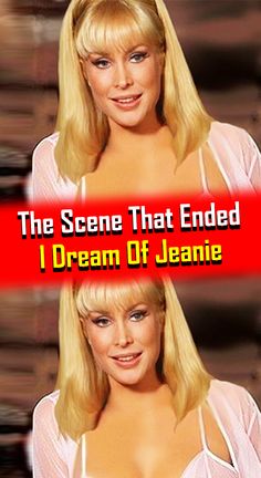 the scene that ended i dream of jeanie poster is shown in red and white