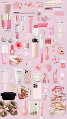 a collage of pink items and accessories