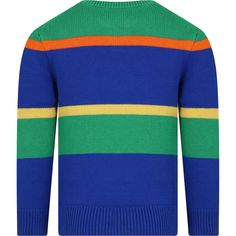 Color: Blue Blue striped cotton sweater, long sleeves, with ribbed crew neck, cuffs and hem. It is embellished with logo on the front and iconic pony embroidered on the sleeve. 100% Cotton. Machine wash at 30°C. Winter Long Sleeve Sweater With Striped Cuffs, Casual Long Sleeve Sweatshirt With Signature Stripes, Casual Sweatshirt With Signature Stripes And Crew Neck, Striped Winter Sweatshirt With Ribbed Cuffs, Ralph Lauren Blue Winter Sweater, Striped Sweatshirt With Ribbed Cuffs For Winter, Fall Ralph Lauren Tops With Ribbed Cuffs, Blue Ralph Lauren Winter Sweater, Classic Long Sleeve Sweater With Contrast Stripes