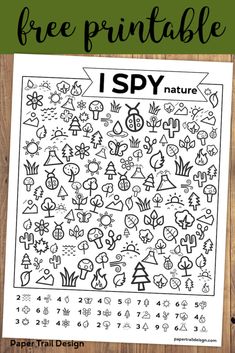 the free printable i spy nature coloring page for kids to color and practice with