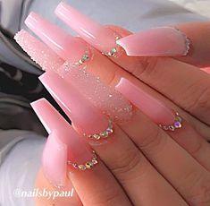 Purple Acrylic Nails, Long Acrylic Nail Designs, Nails Design With Rhinestones, Glow Nails, Acrylic Nails Coffin Pink, Bling Acrylic Nails