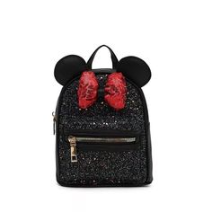 Mini size backpack. Approximate Measurements: 4.72" width, 7.75" height, 3.54" depth Adjustable straps. Each sold separately. Girls Backpack Kids, Mickey Backpack, Glitter Backpack, Minnie Mouse Backpack, Sequin Backpack, Bow Fashion, Cute Backpack, Small Zipper Pouch, Butterfly Bow