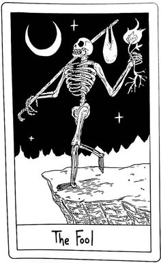 the fool tarot card with a skeleton on it