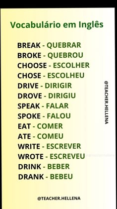 the words in spanish are written on a yellow and green background with black lettering that reads vocabulaio em ingles break - quebar,