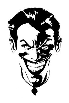 a black and white drawing of a man's face with clown make - up