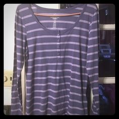 Long Sleeve Four Button Front Henley Tee. New With Tag. Excellent Condition. Lavender Levi's Relaxed Fit Top With Buttons, Relaxed Fit Levi's Tops With Buttons, Lavender Button-up Top For Fall, Purple Cotton Top With Buttons, Purple Relaxed Fit Top With Button Closure, Levi's Tops With Buttons For Fall, Levi's Casual Button Tops, Casual Levi's Tops With Buttons, Casual Long Sleeve Lavender Shirt